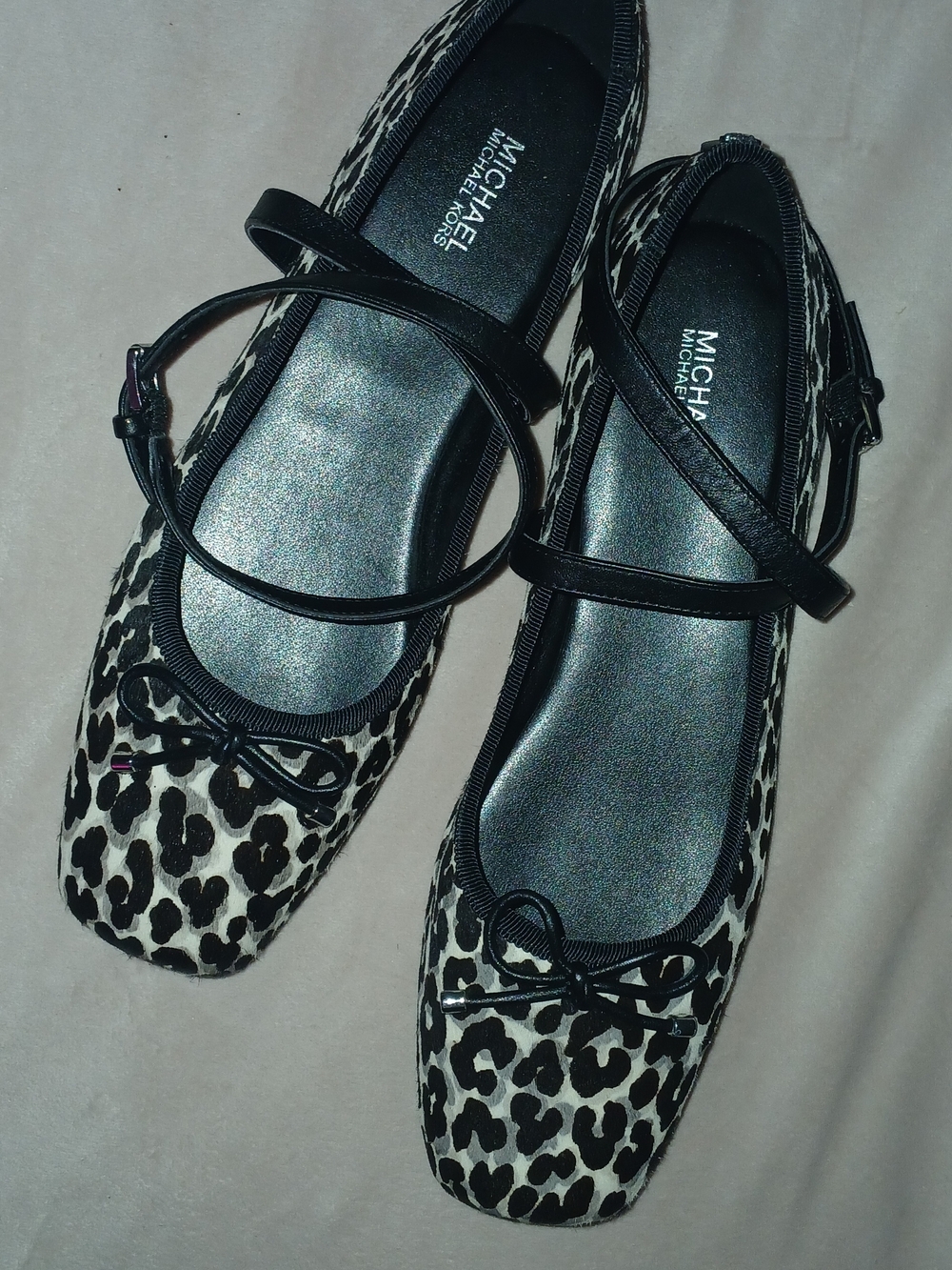 MICHAEL Michael Kors Black & White Leopard-Print Mary Jane Flats